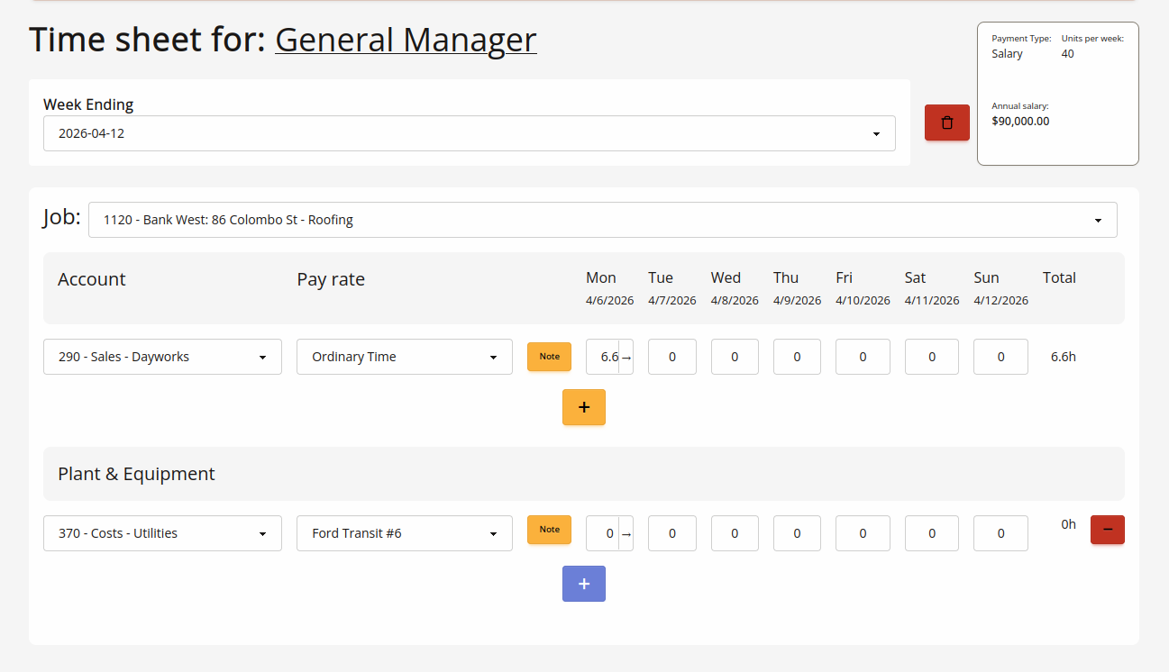 Staff management showing team overview and utilisation